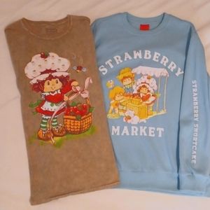 Strawberry Shortcake vintage look crewneck sweatshirt/ t shirt bundle NWT